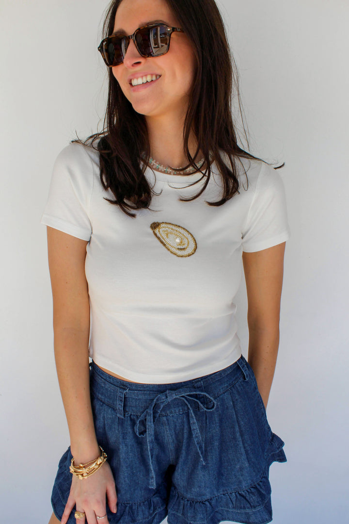 Beaded Oyster Baby Tee