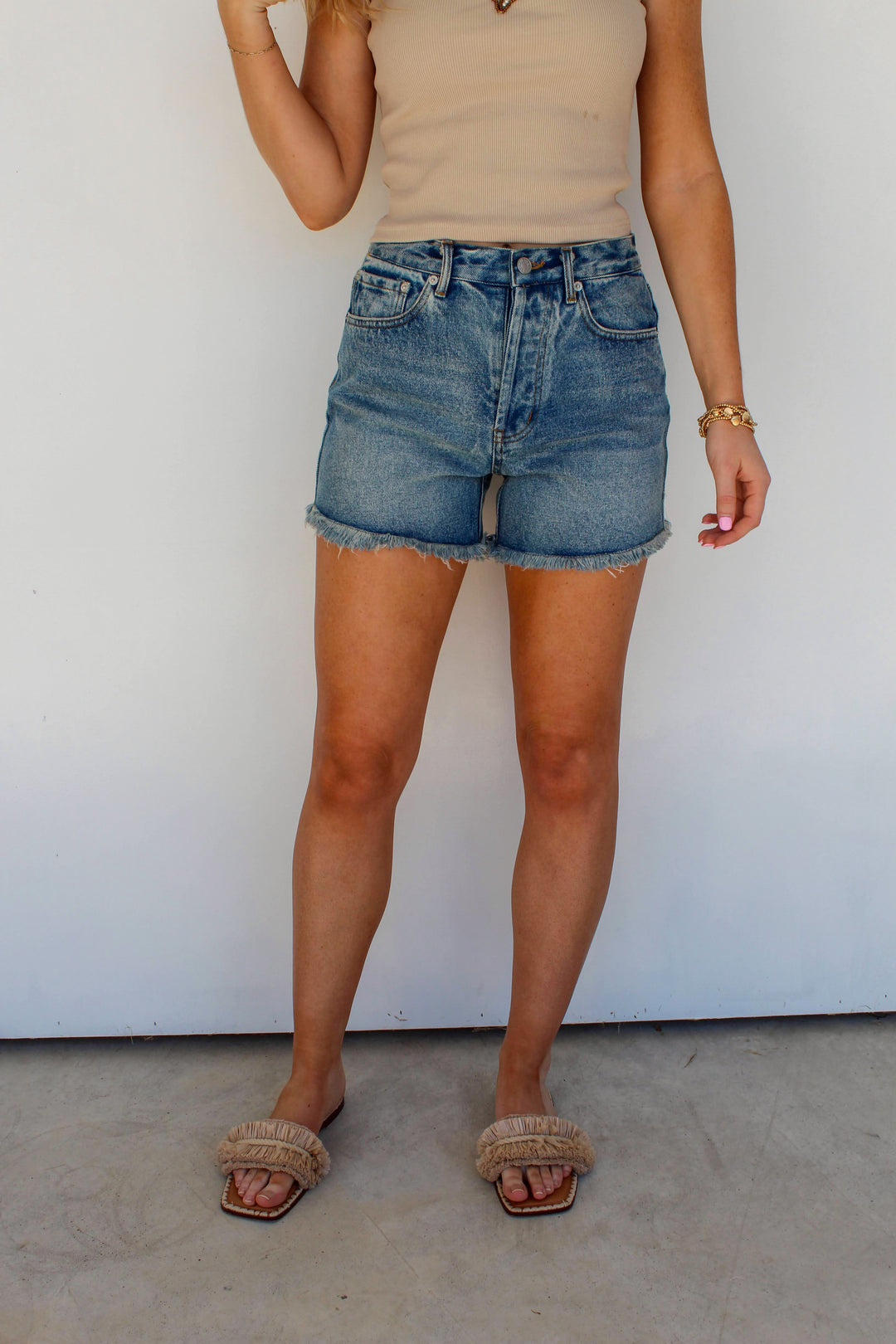 Frayed Hem Denim Shorts