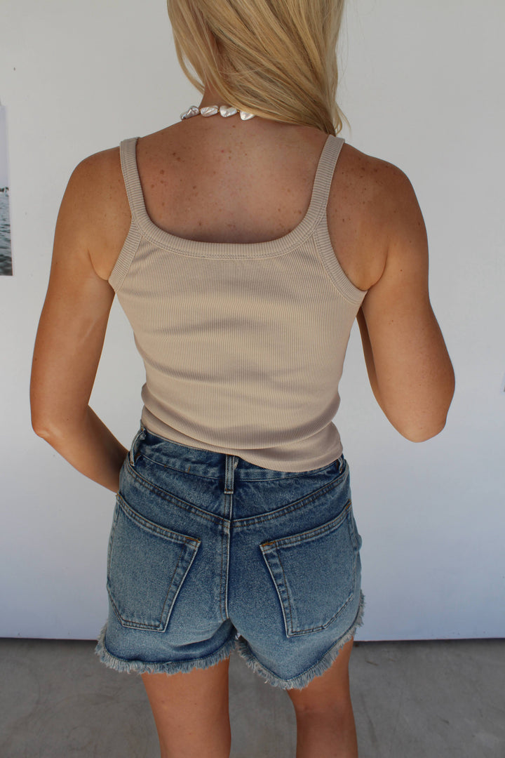 Tan Shell Beaded Top
