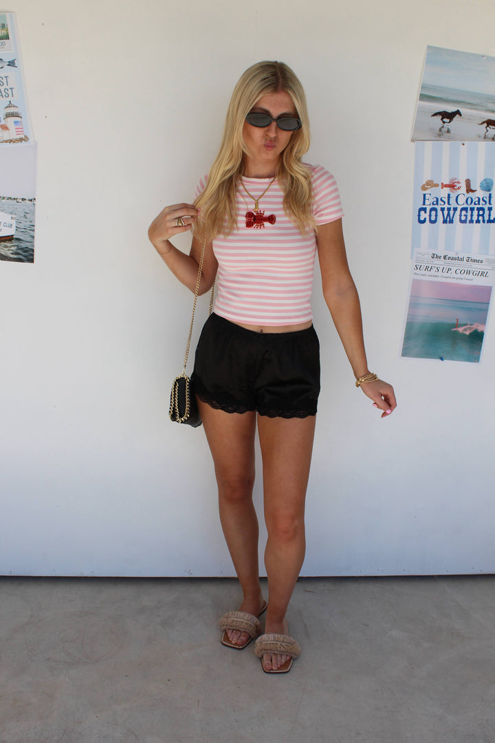 Lace Stain Shorts in Black