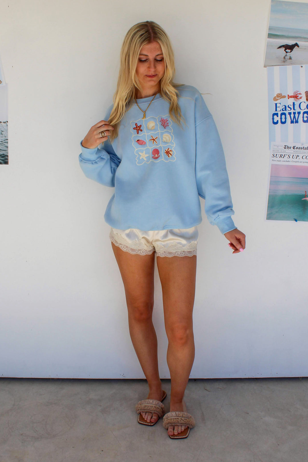 Embroidered Sea Shells Sweatshirt