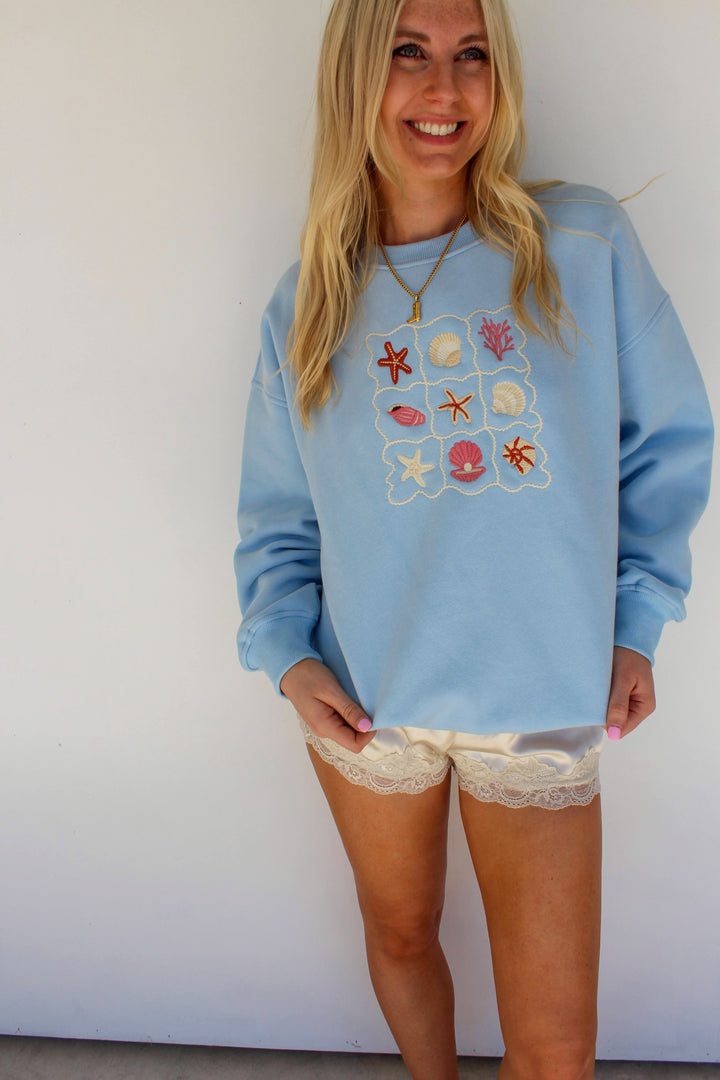 Embroidered Sea Shells Sweatshirt
