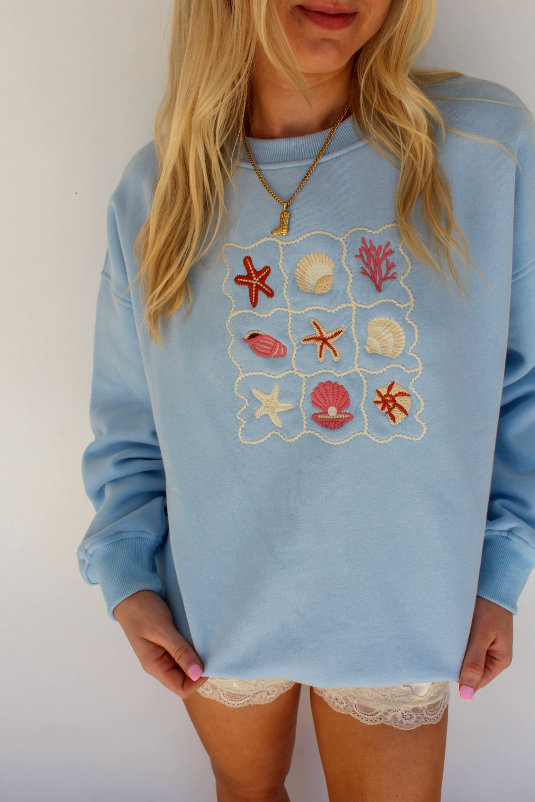 Embroidered Sea Shells Sweatshirt