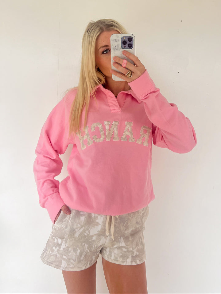 Pink RANCH Collared Pullover