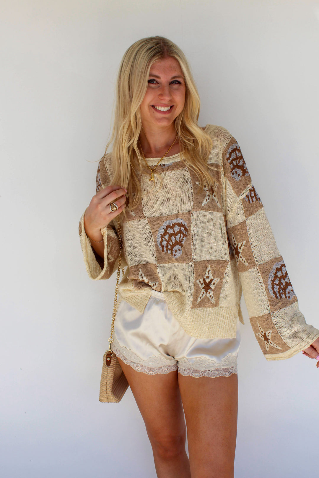 Beige Shells & Starfish Sweater