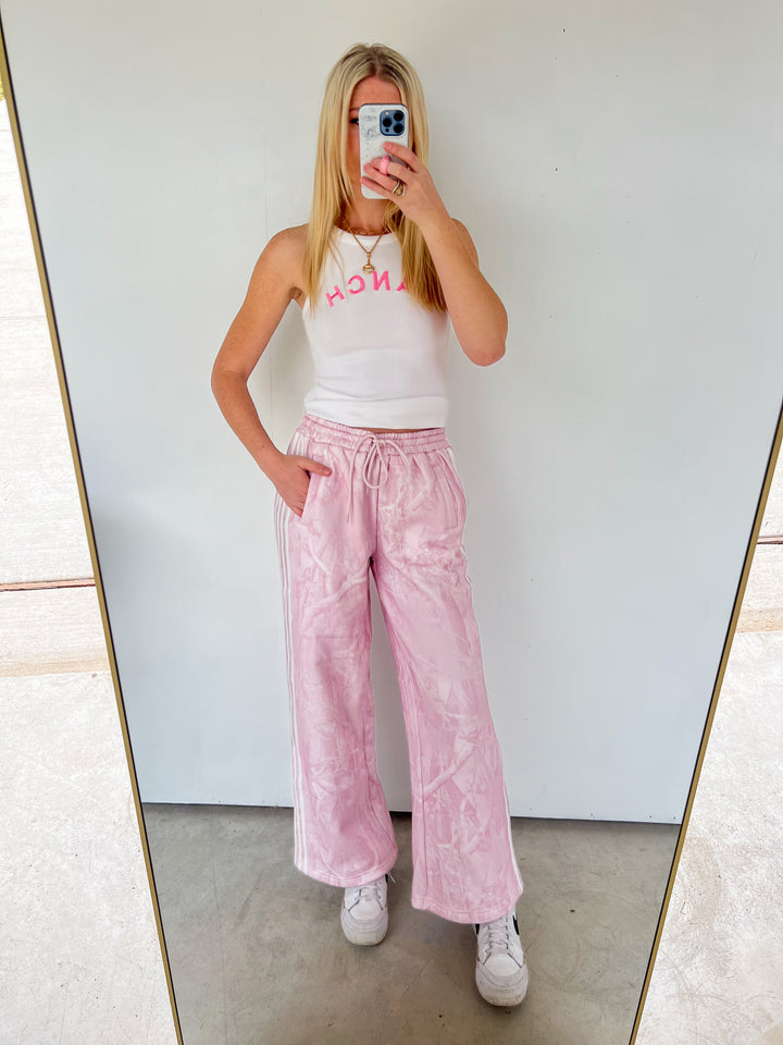 Pink Camo Wide Leg Sweat Pants