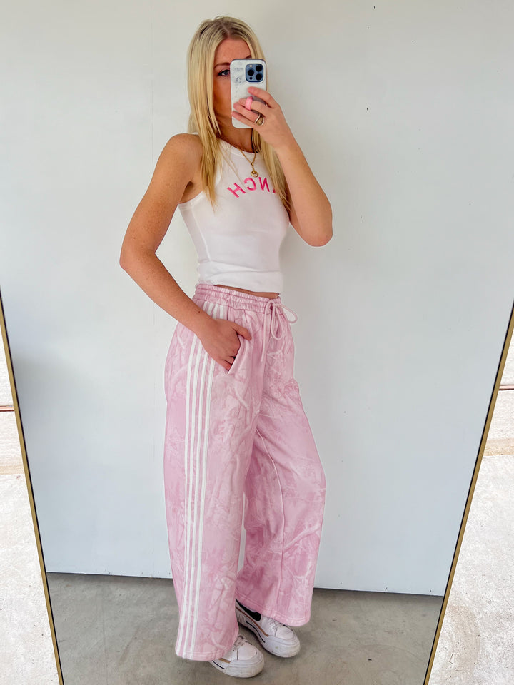 Pink Camo Wide Leg Sweat Pants