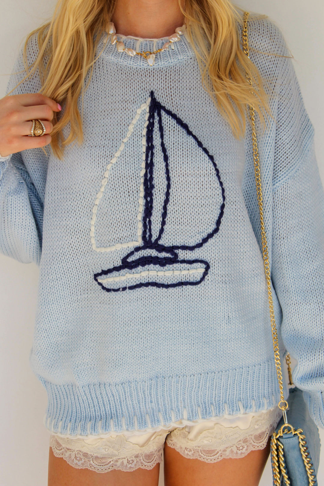 Sail Boat Knit Sweater