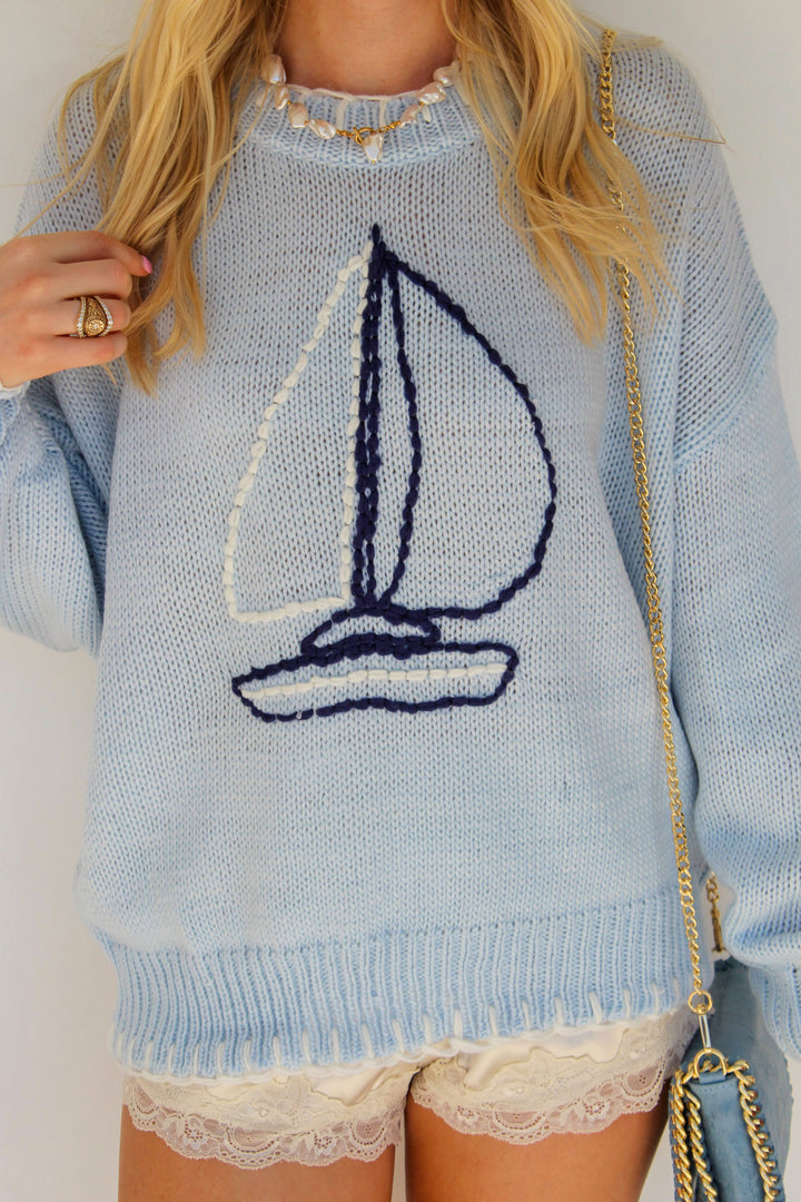 Sail Boat Knit Sweater