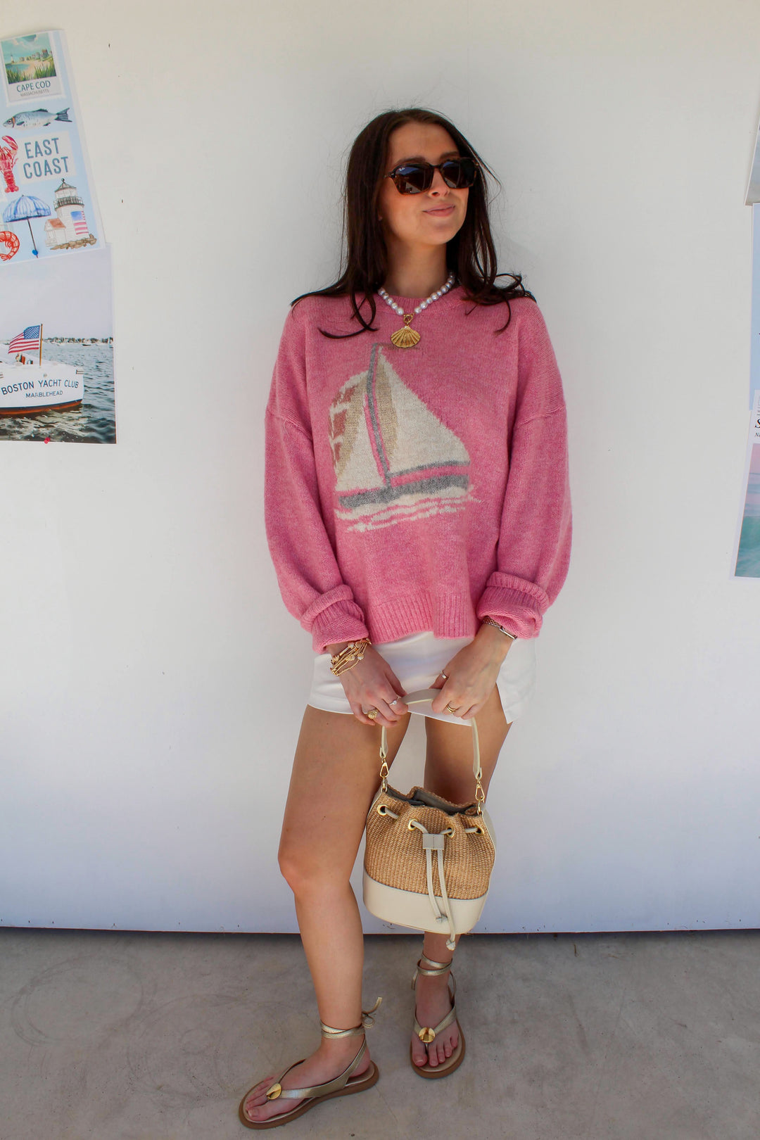 Pink Sail Boat Sweater