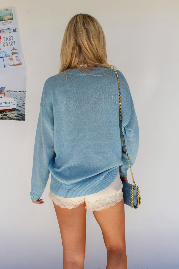 Light Blue Fish Knit Sweater