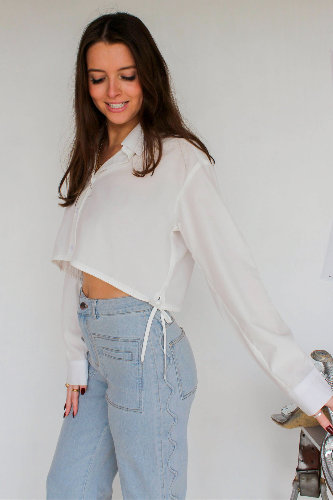 White Button Up with Side Bows