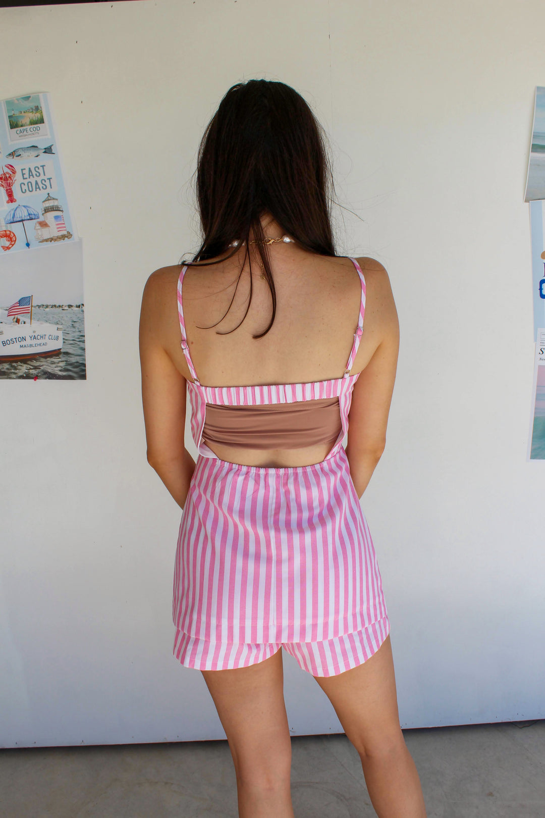 Pink and White Striped Romper