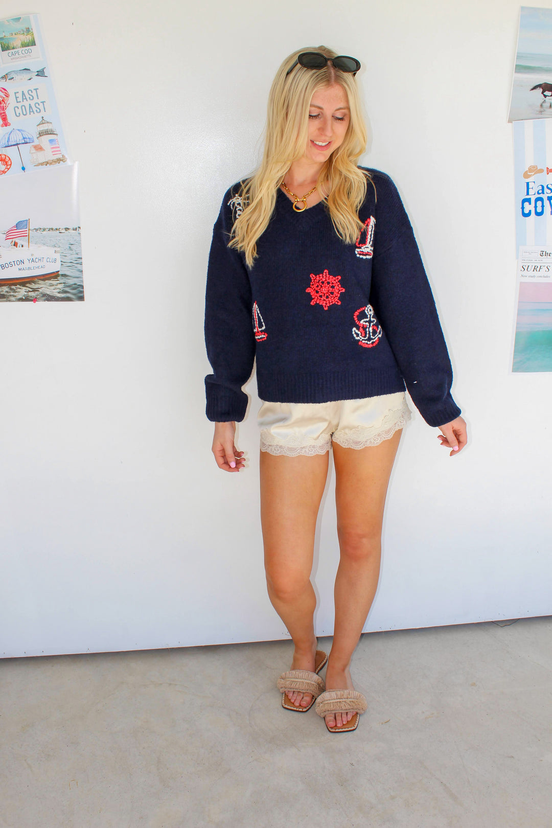 Red & Navy Coastal Sweater