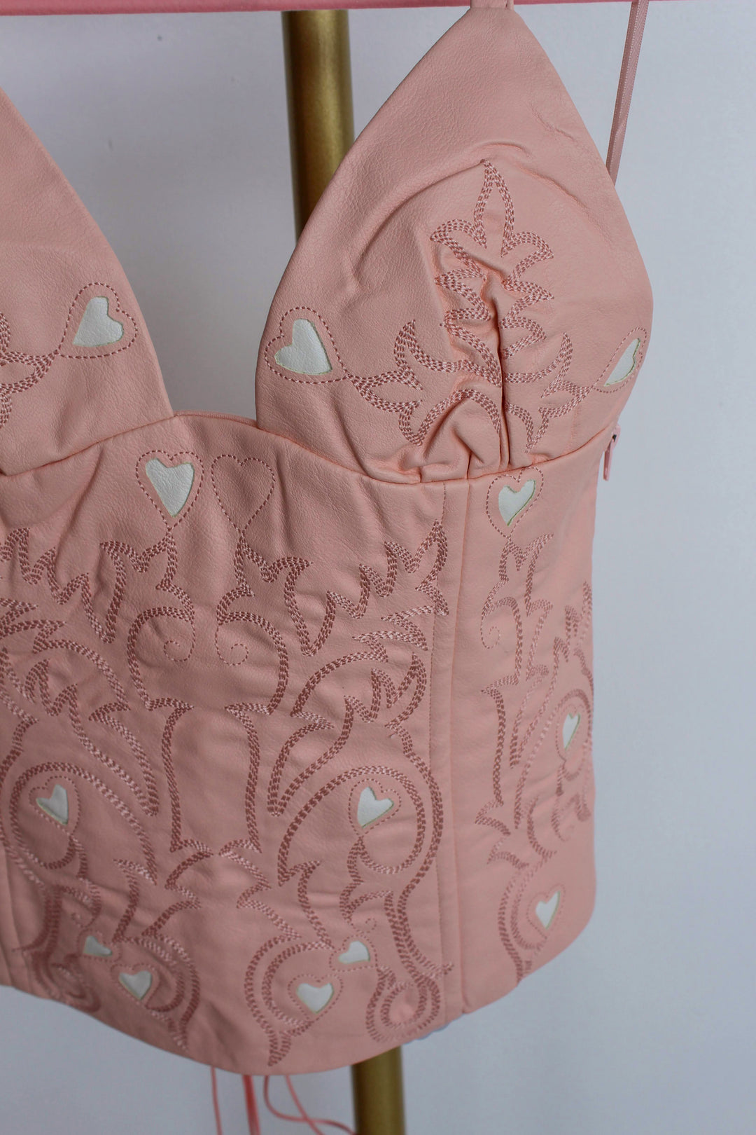 Pink Leather Hearts Corset Top