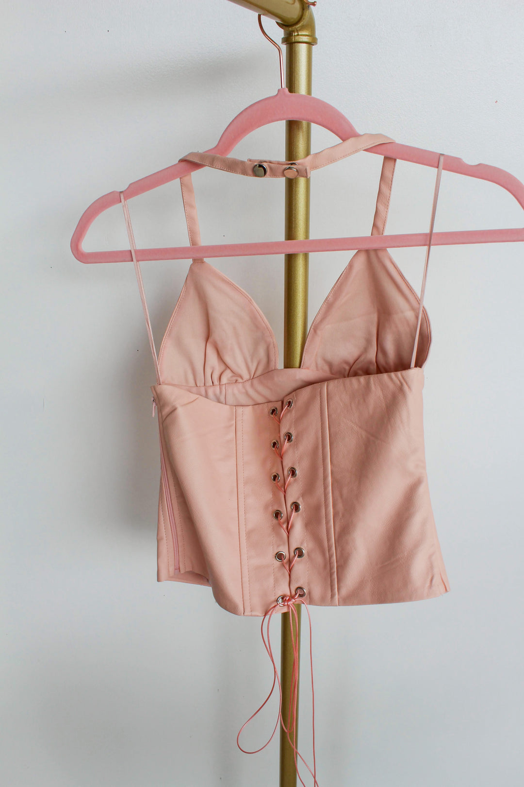 Pink Leather Hearts Corset Top