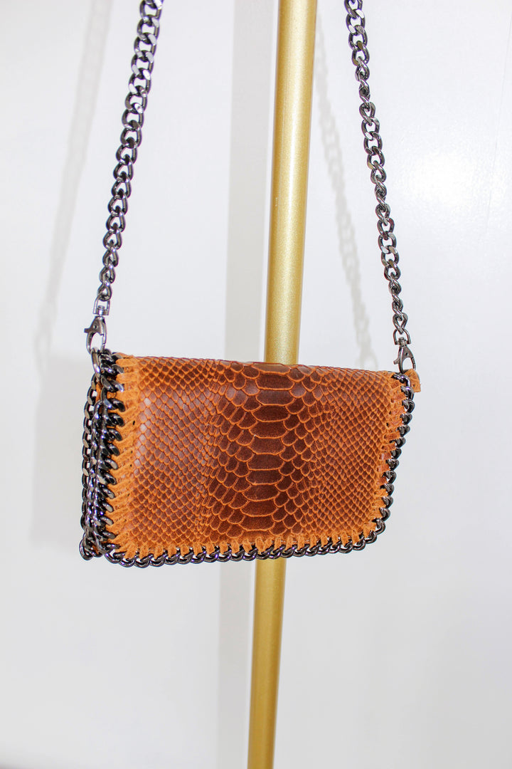 Leather Side Purse in Camel