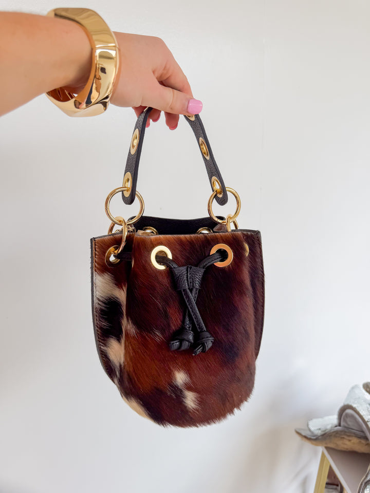 Cowhide Leather Bucket Purse
