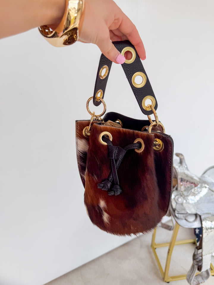 Cowhide Leather Bucket Purse