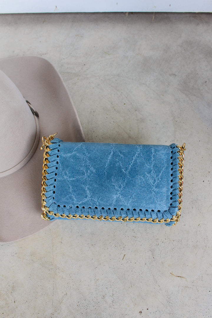 Leather Side Purse in Blue