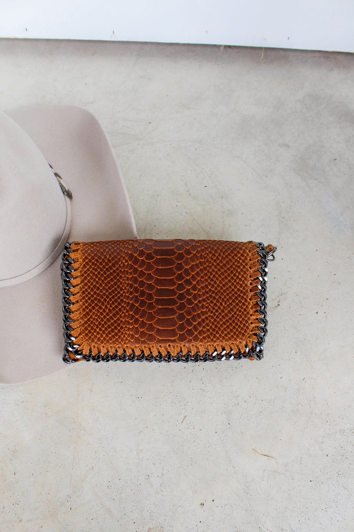 Leather Side Purse in Camel