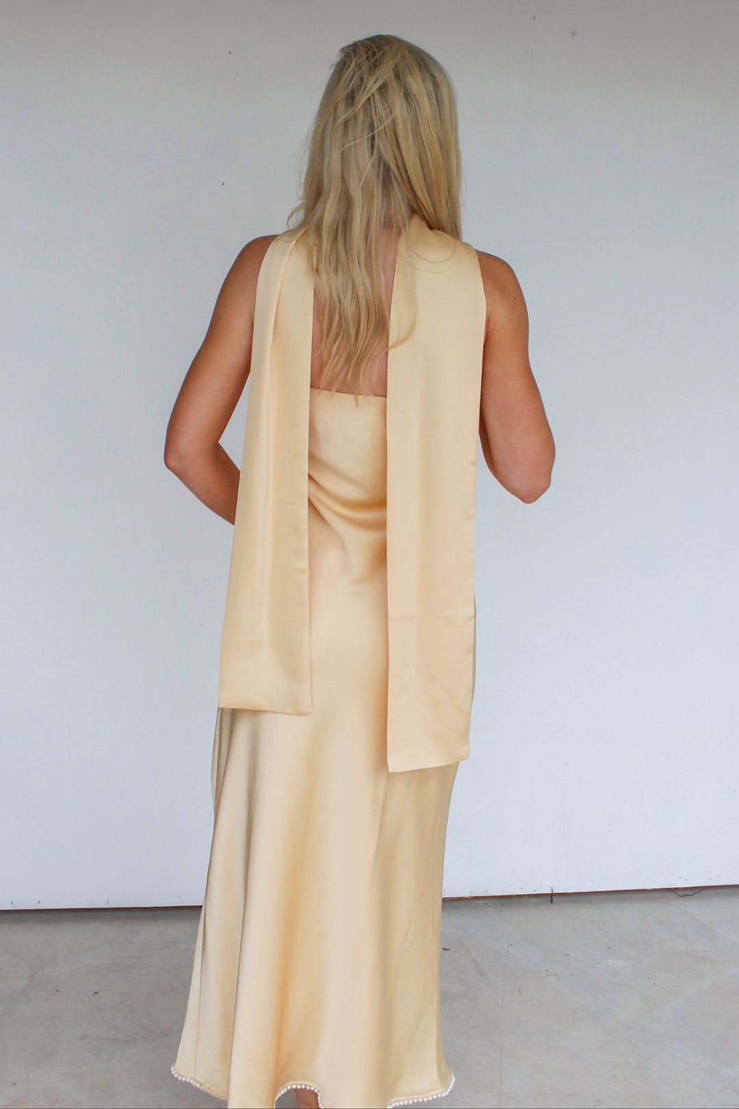 Strapless Scarf Maxi Dress in Yellow