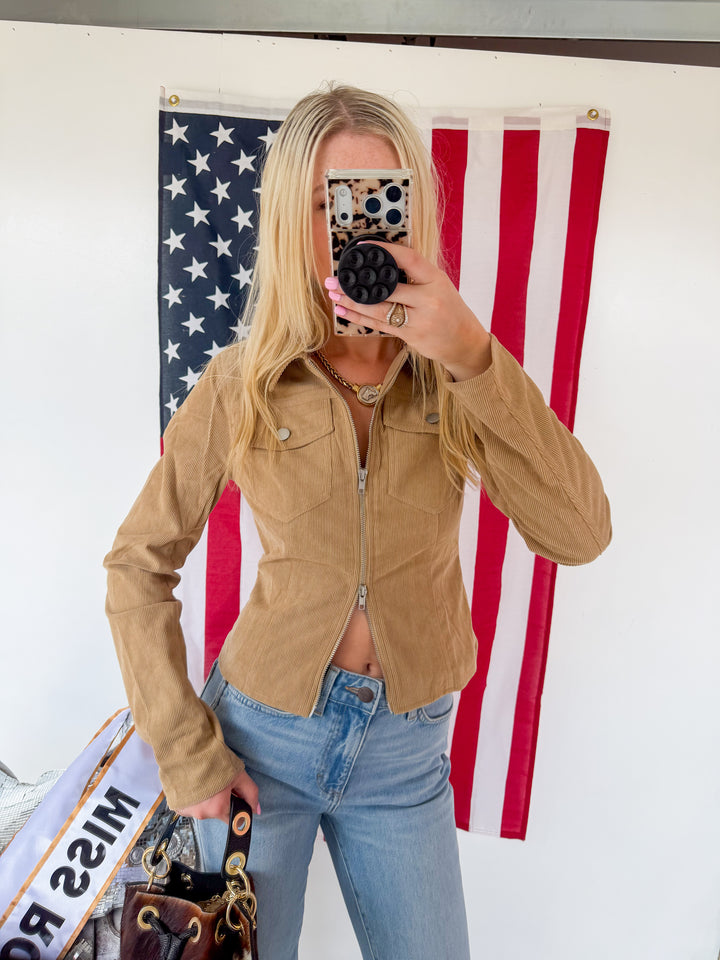 Corduroy Zip Up Top