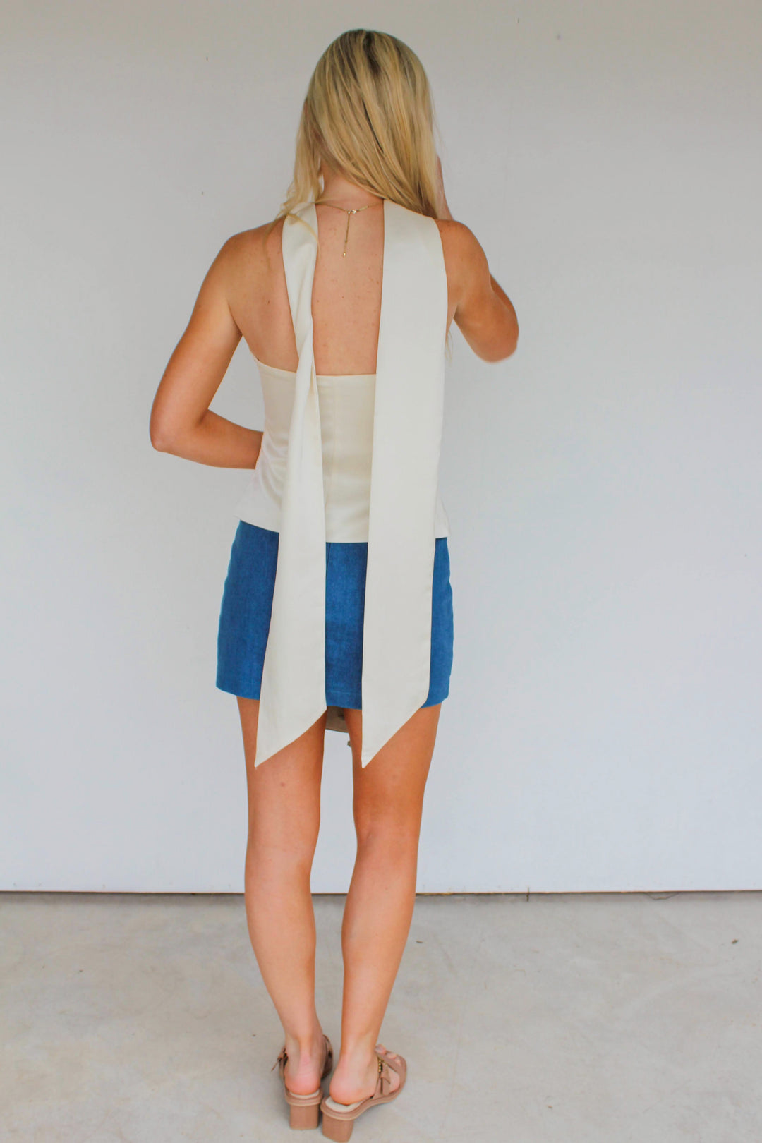 Neck Scarf Tube Top in Ivory