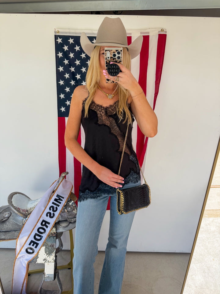 Leather Side Purse in Black Croc