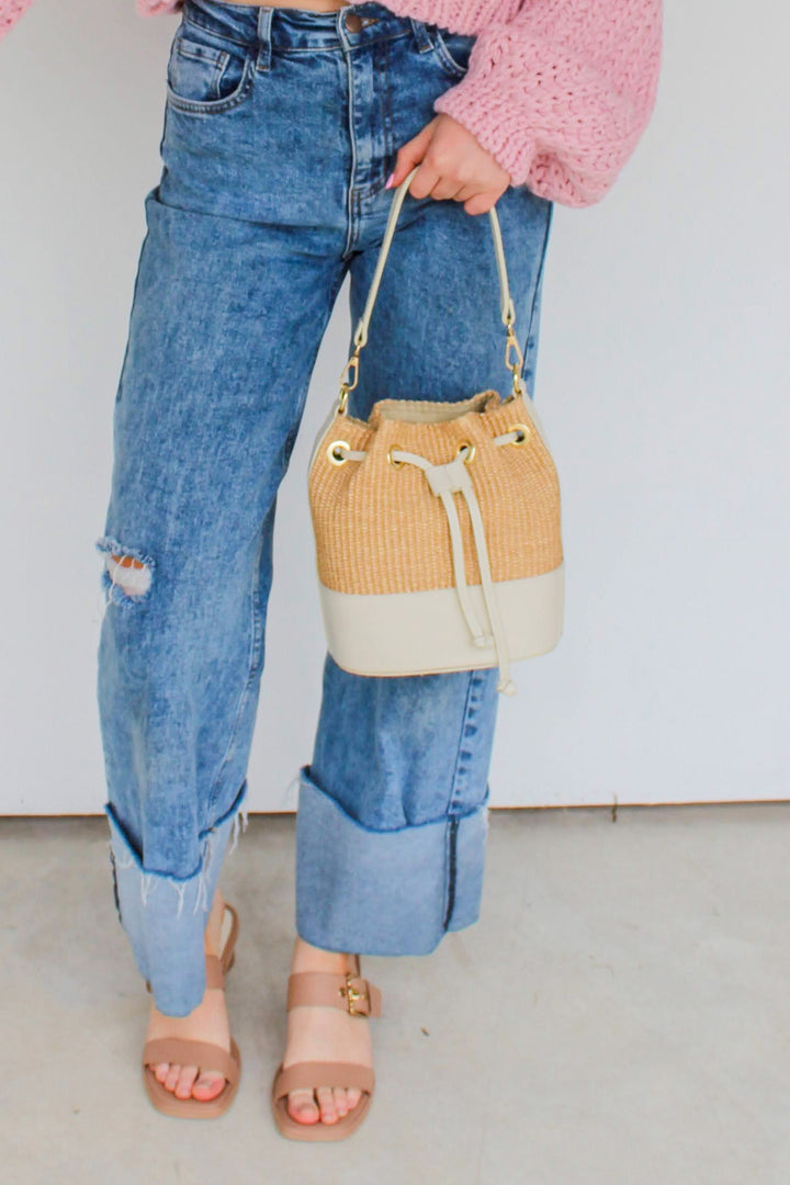 Rattan Leather Bucket Purse
