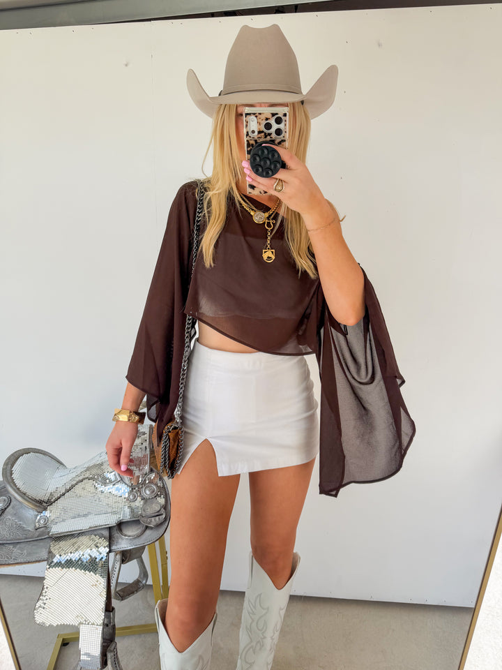 Sheer Poncho in Brown