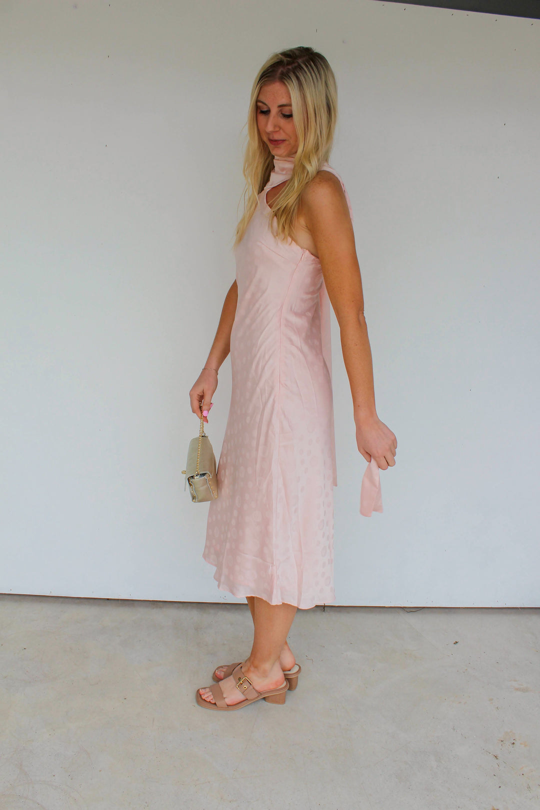 Pink Polka Dot Scarf Dress