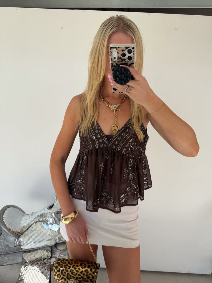 Brown Sequin Cami