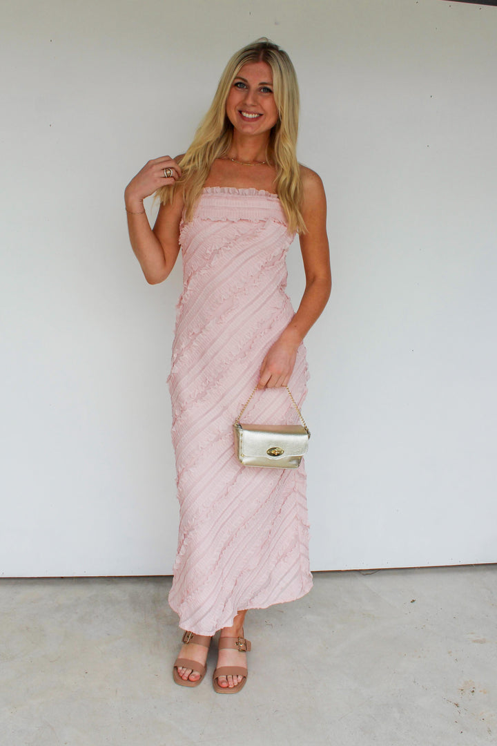 Ruffle Maxi Dress in Blush
