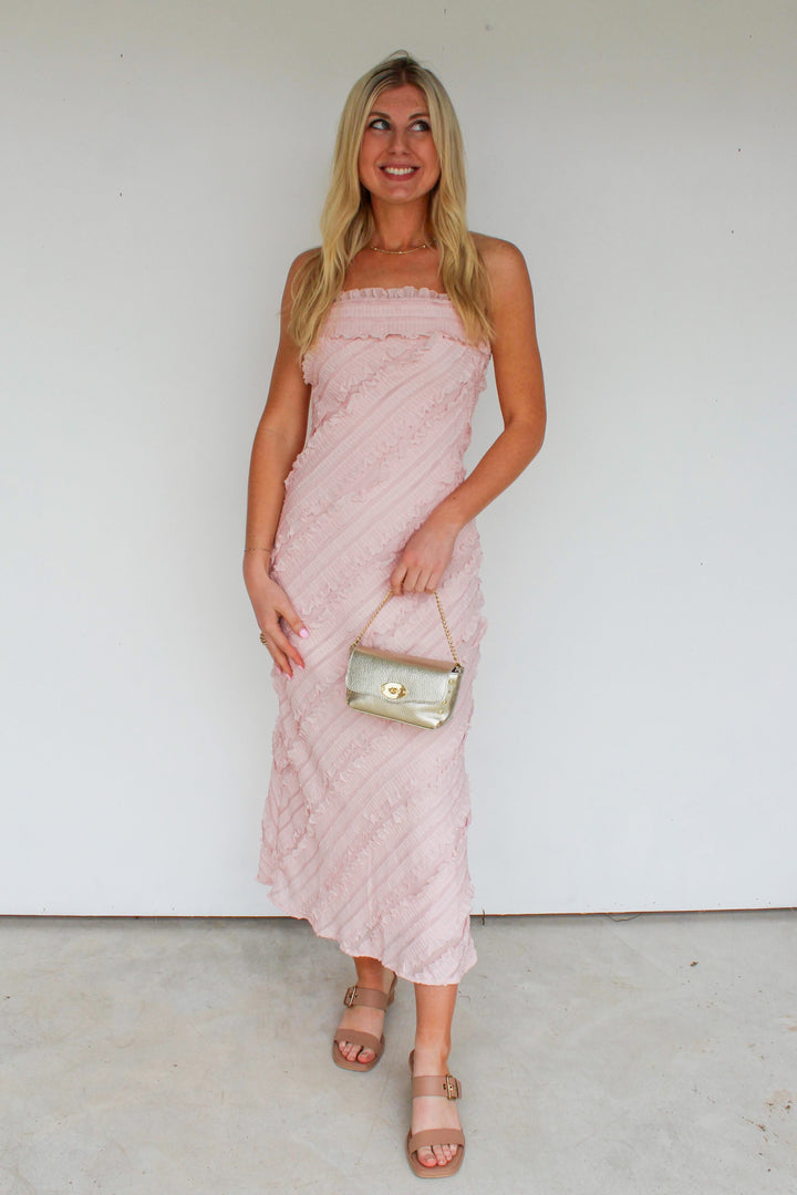 Ruffle Maxi Dress in Blush