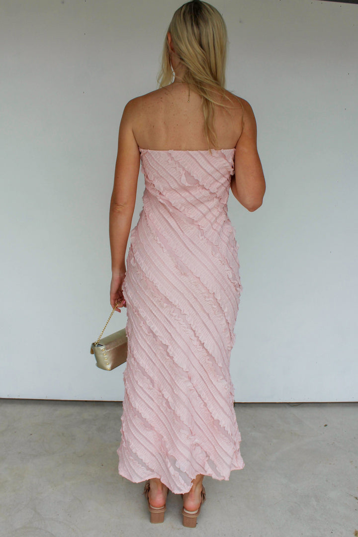 Ruffle Maxi Dress in Blush