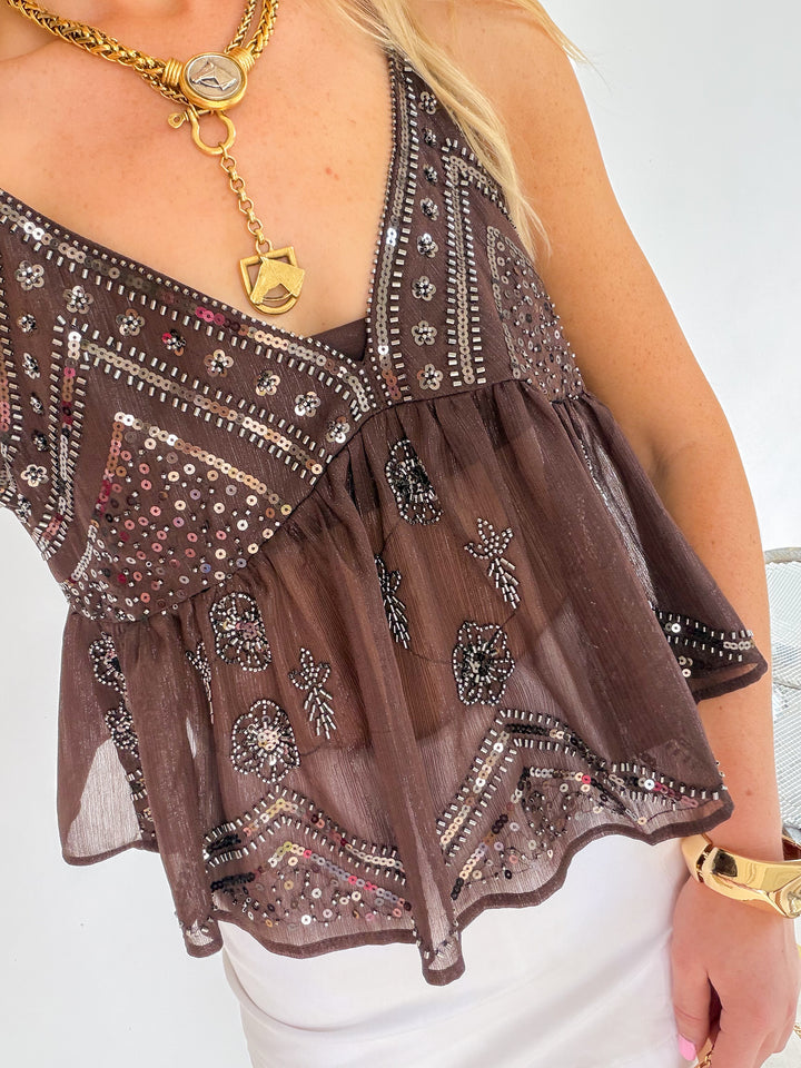 Brown Sequin Cami