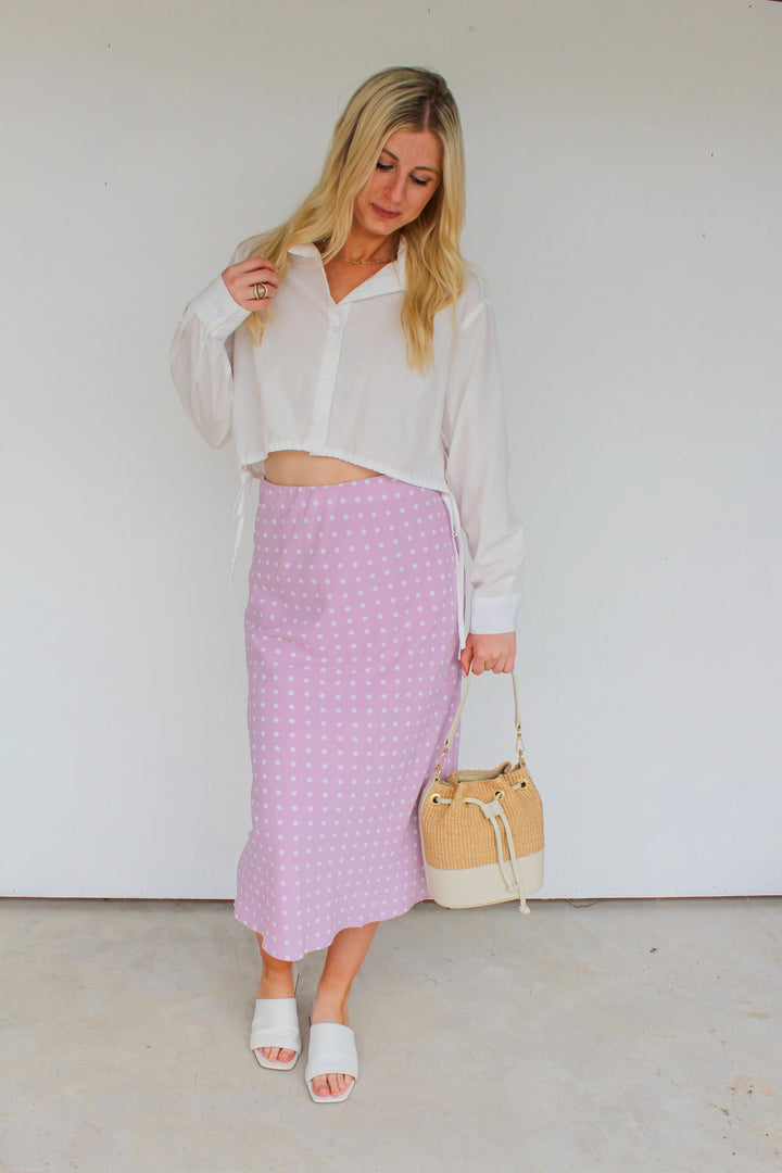 Lilac Polka Dot Maxi Skirt
