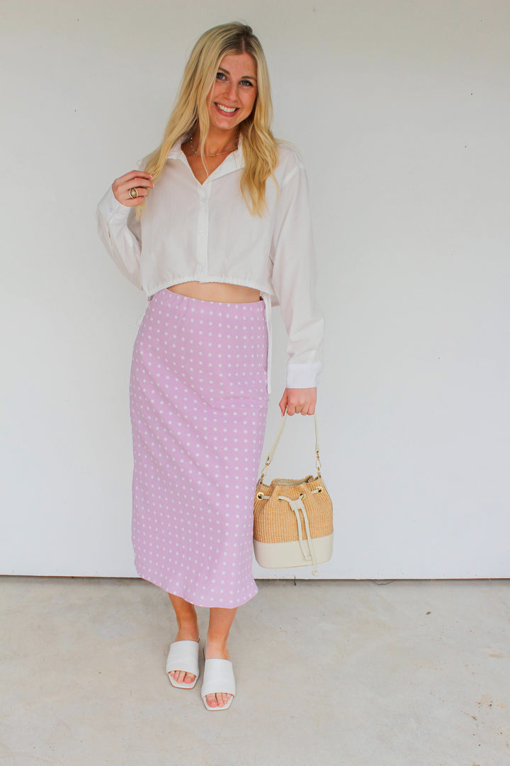 Lilac Polka Dot Maxi Skirt