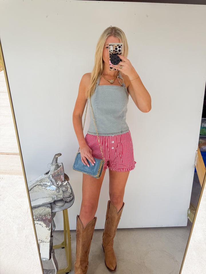 Leather Side Purse in Blue