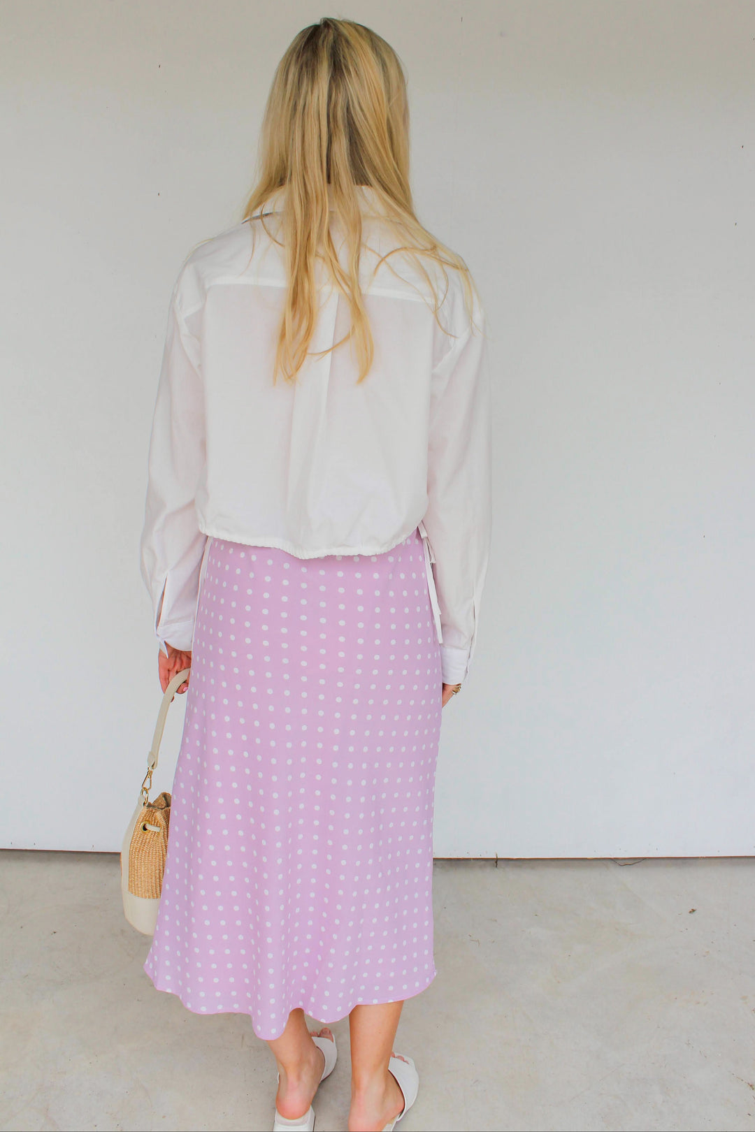 Lilac Polka Dot Maxi Skirt