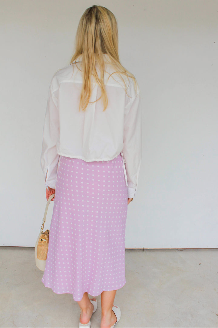 Lilac Polka Dot Maxi Skirt