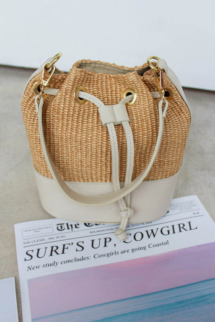 Rattan Leather Bucket Purse