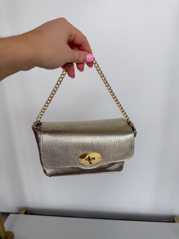 Mini Leather Purse in Gold