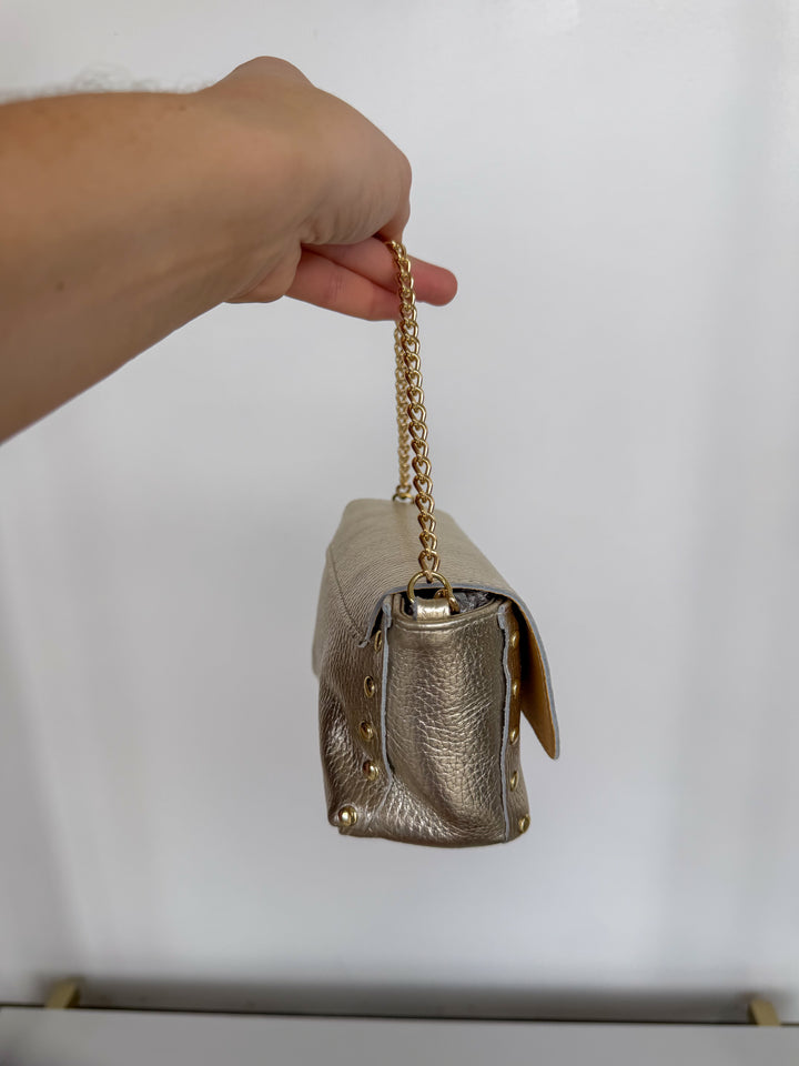 Mini Leather Purse in Gold