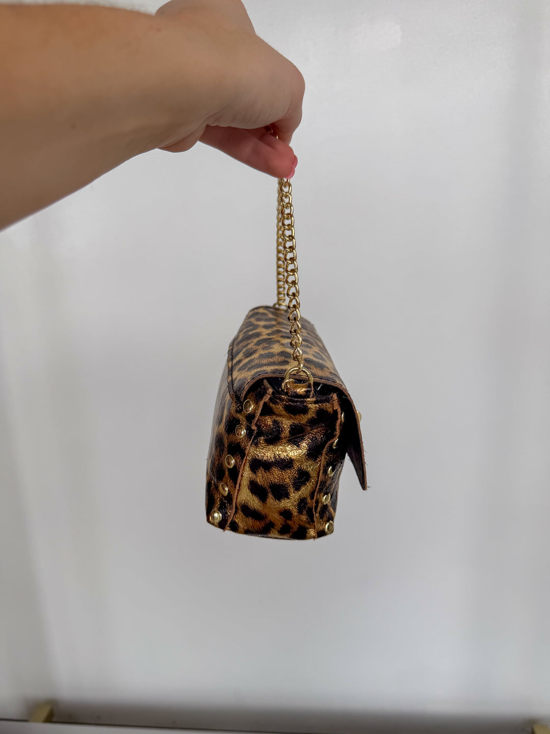 Mini Leather Purse in Leopard