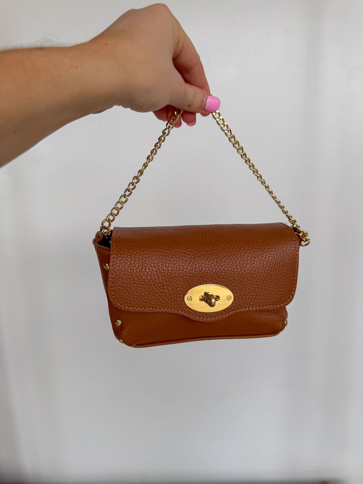 Mini Leather Purse in Camel