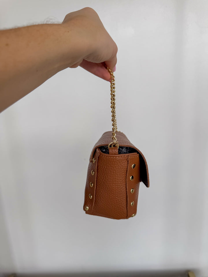 Mini Leather Purse in Camel