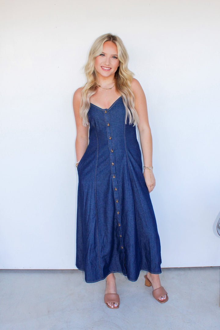 Denim Button Down Midi Dress
