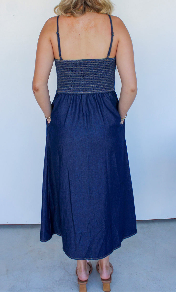Denim Button Down Midi Dress